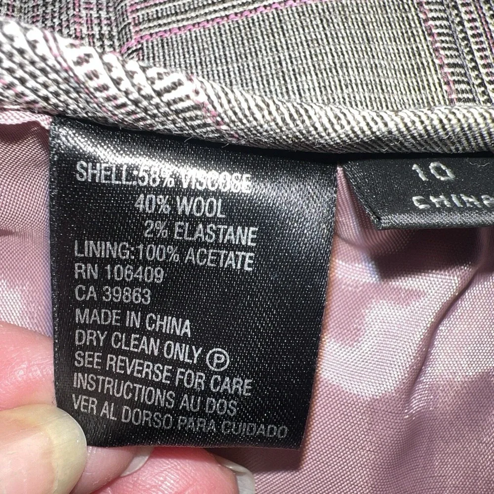 Plaid Pleated Plaid‎ Midi Skirt Size 10 Light Brown Pink A Line Wool Blend - Picture 6 of 12